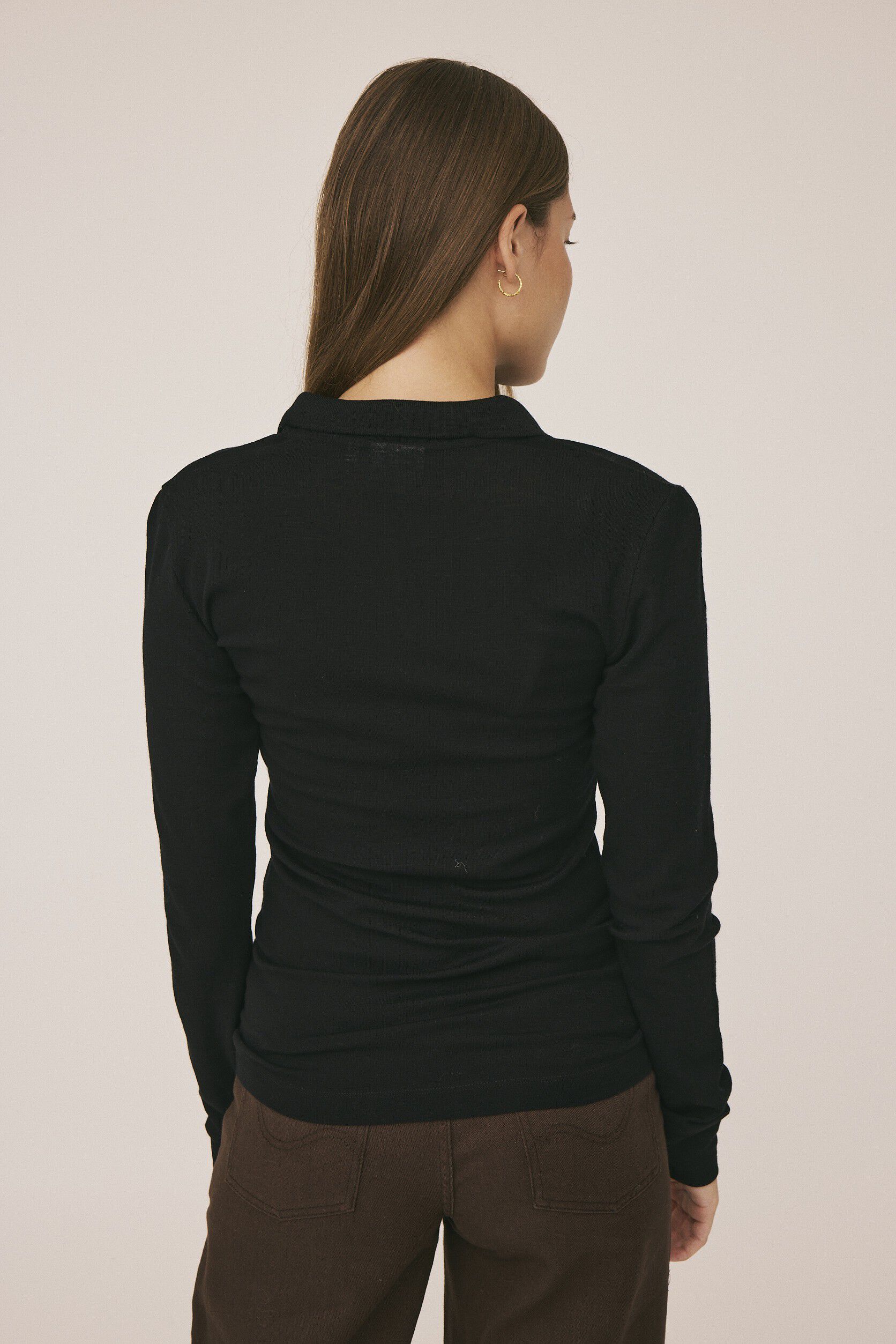 Cilla 12 Lang&aelig;rmede polo strik - 100% Merino uld RWS