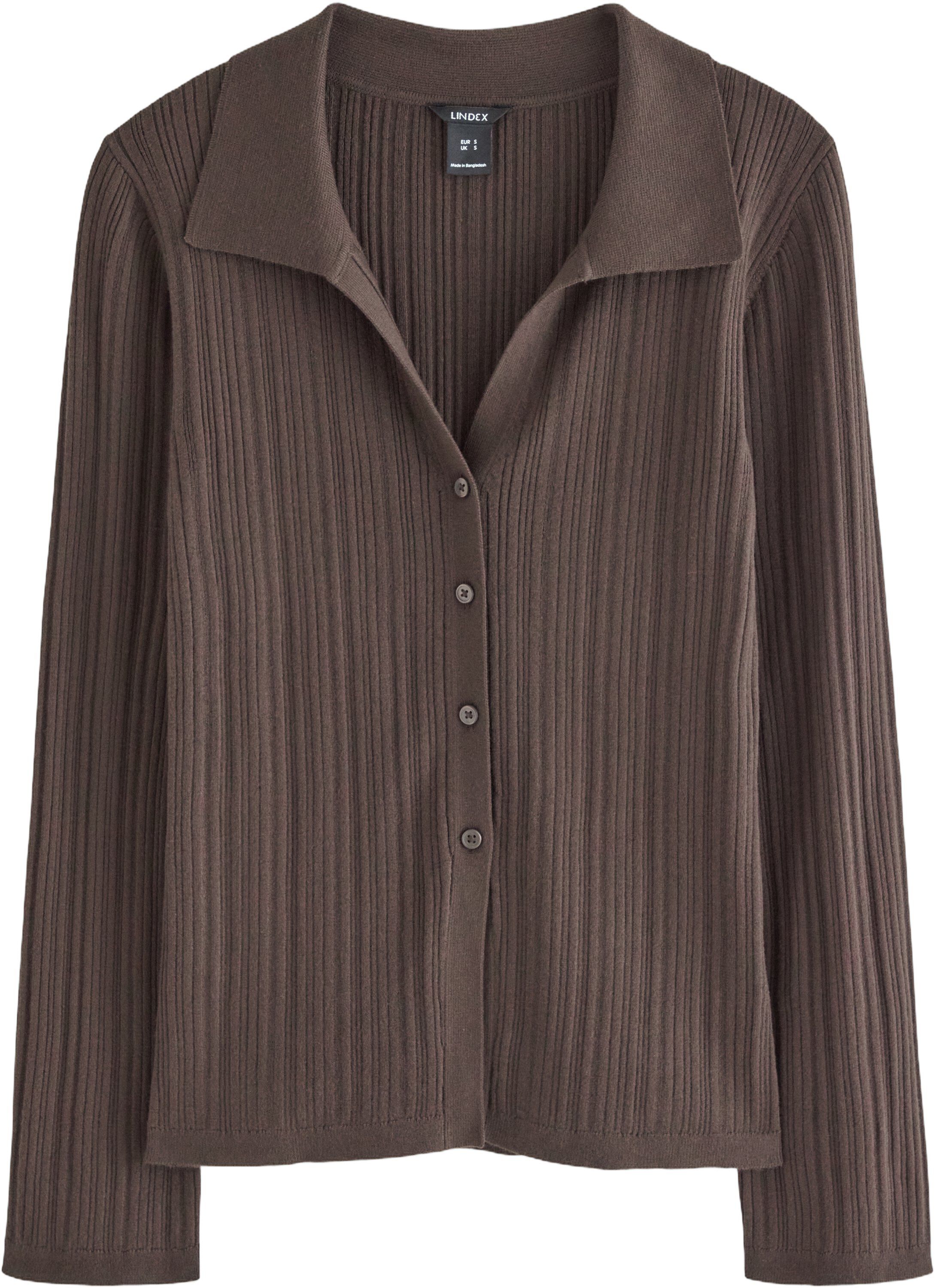 Tynn, ribbestrikket cardigan med v-