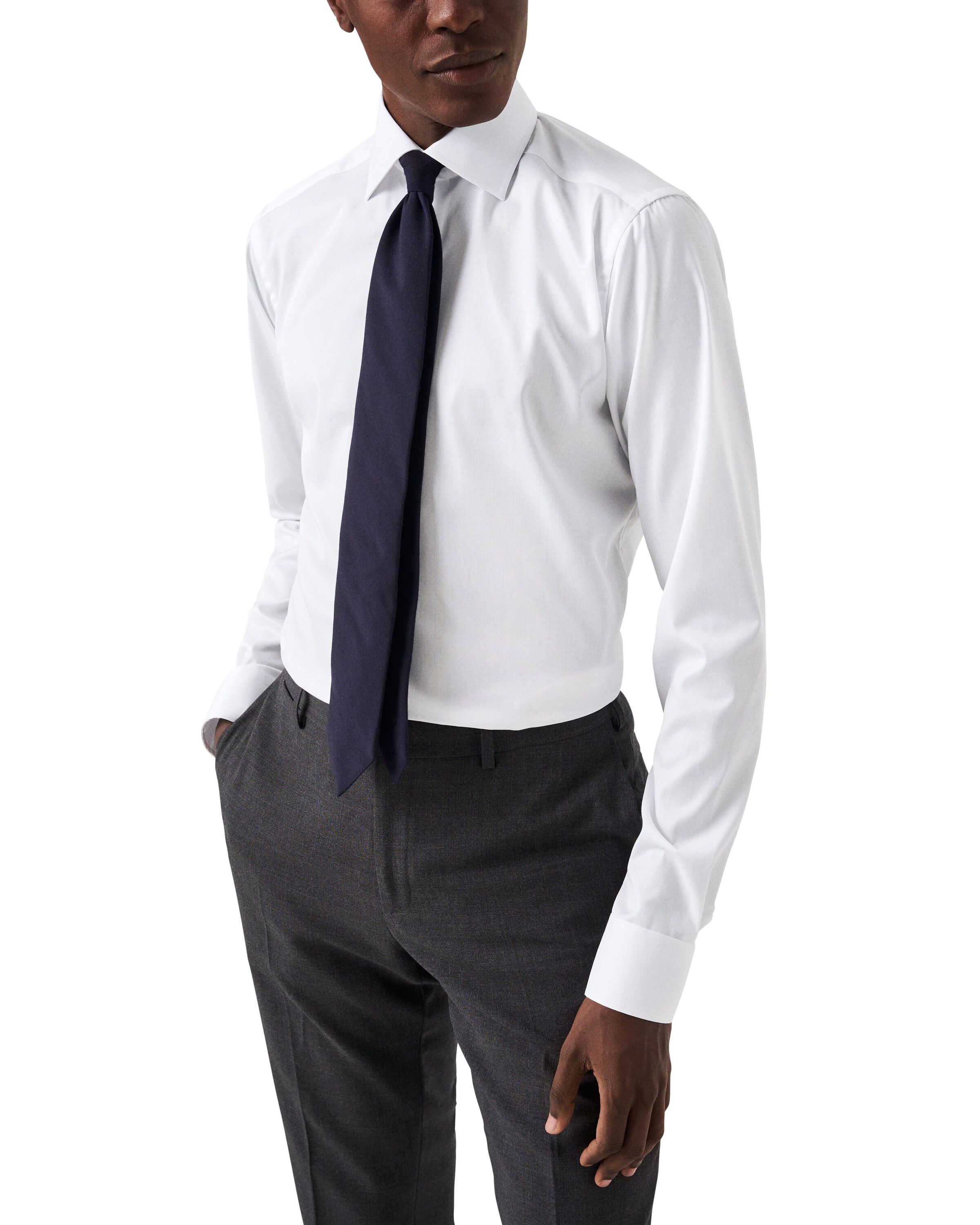 White Signature Twill Shirt Extra Long Sleeves - Slim Fit