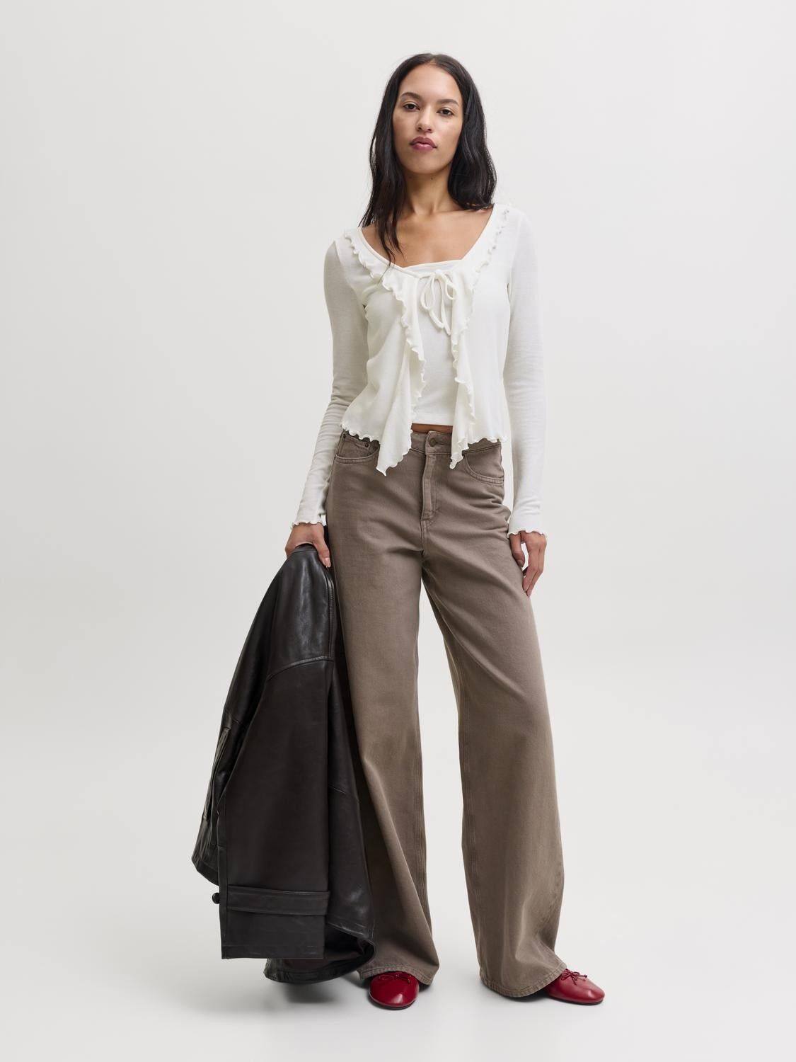 Jxuma Ls Rib Bow Top Jrs