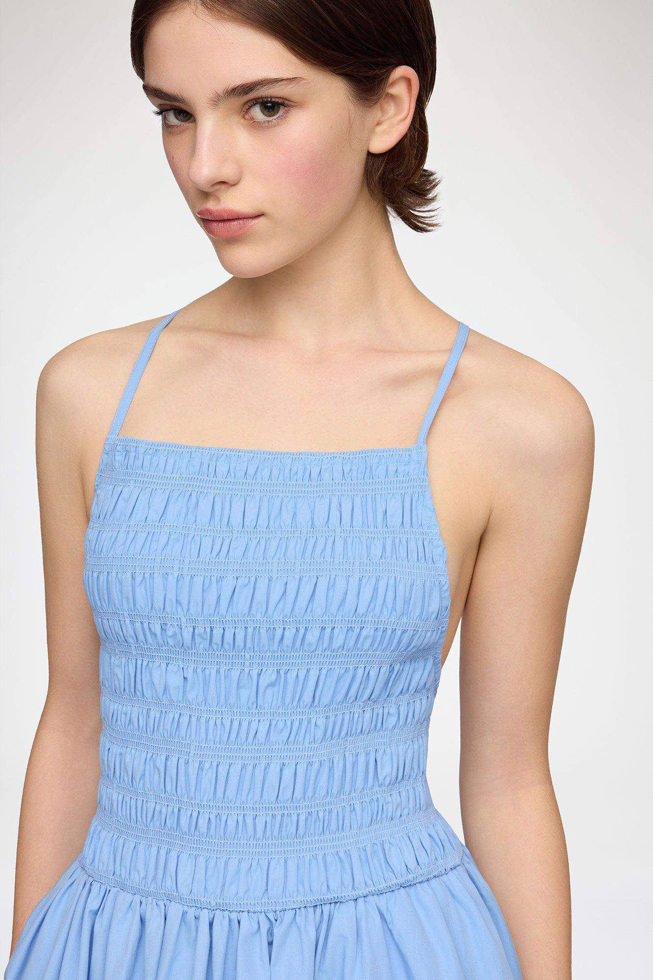 Compact Poplin Long Smocked Dress