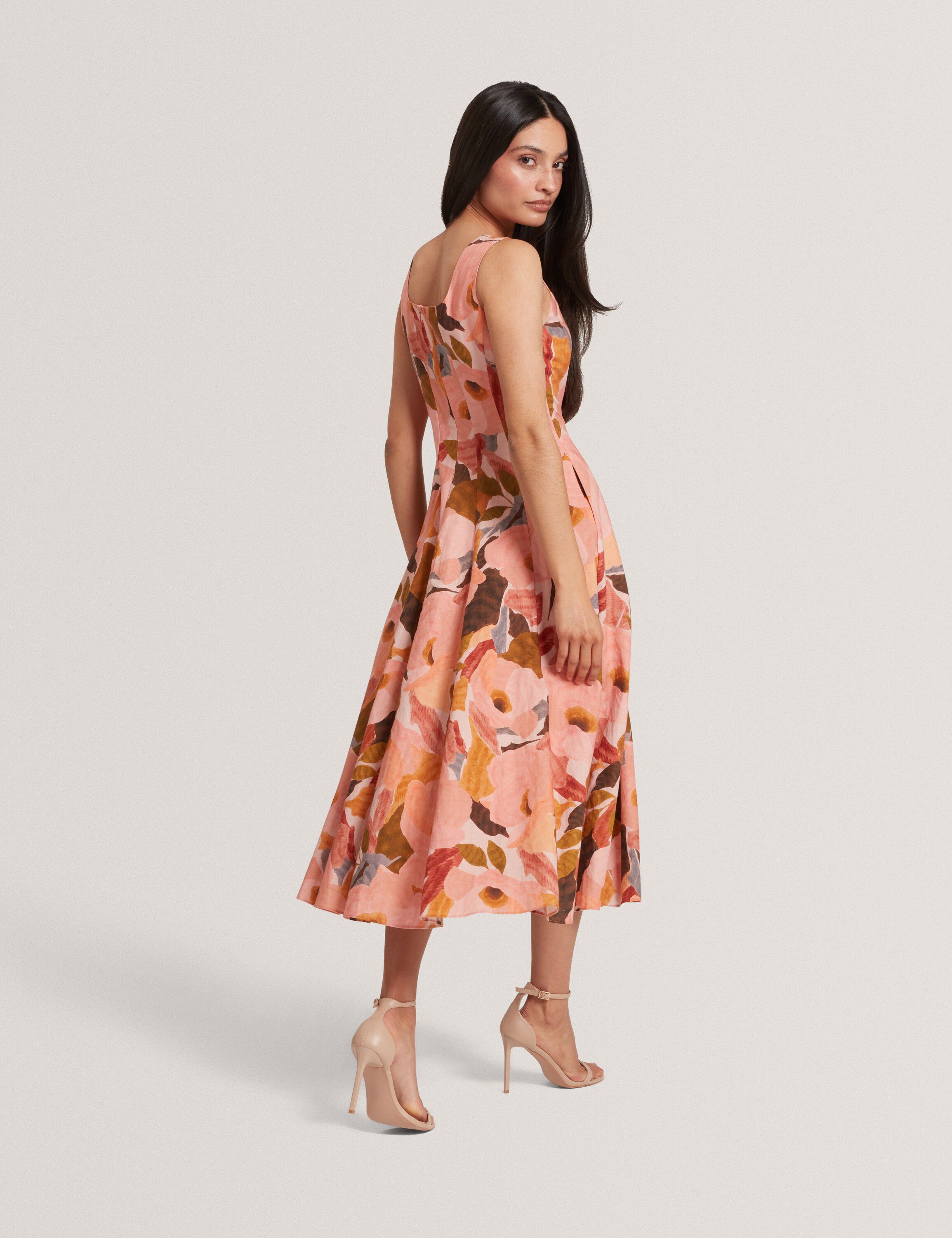 SHIVANA Printed Linen Blend Midi Dr
