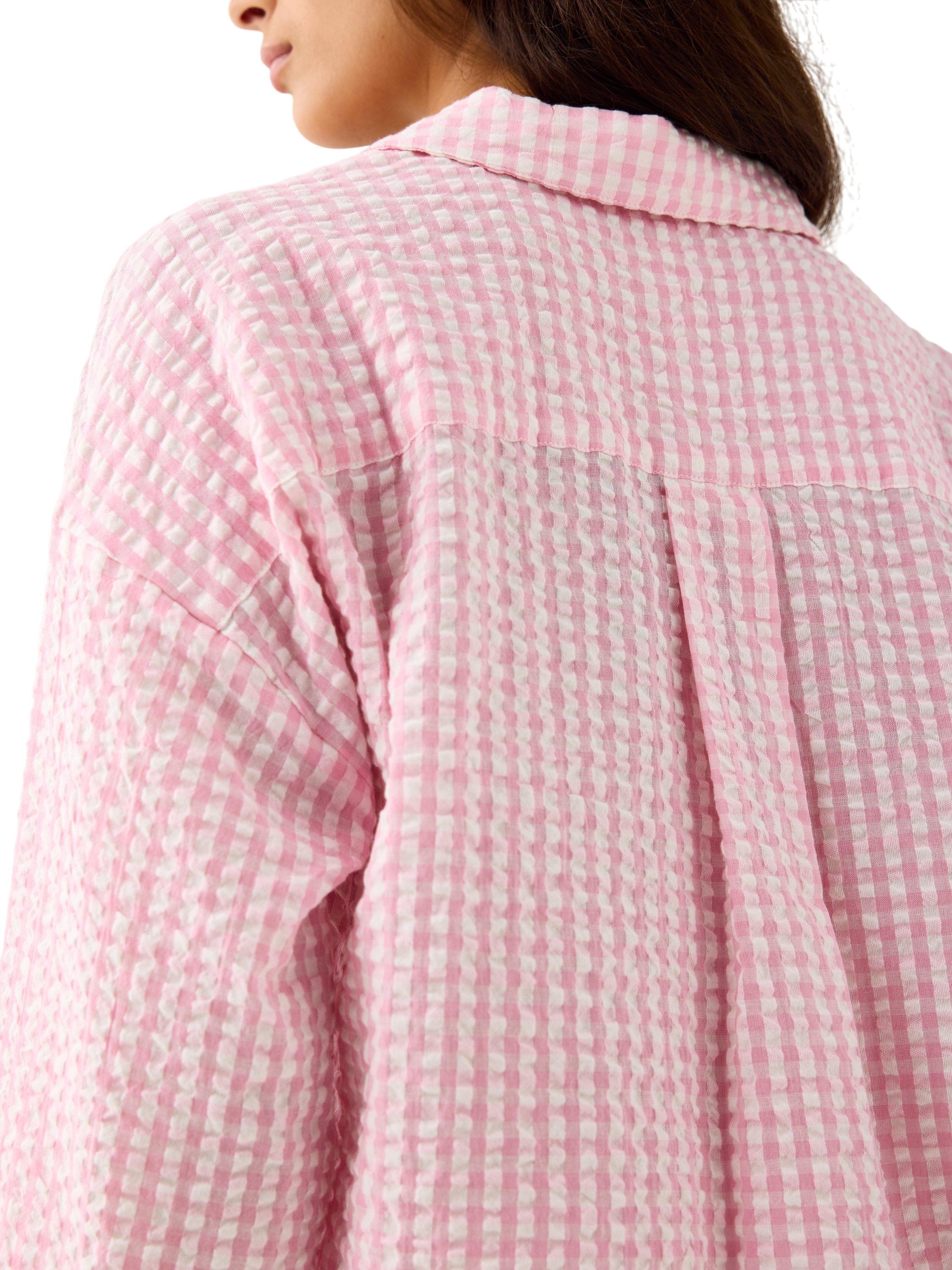 Pyjamasskjorte i seersucker med lan