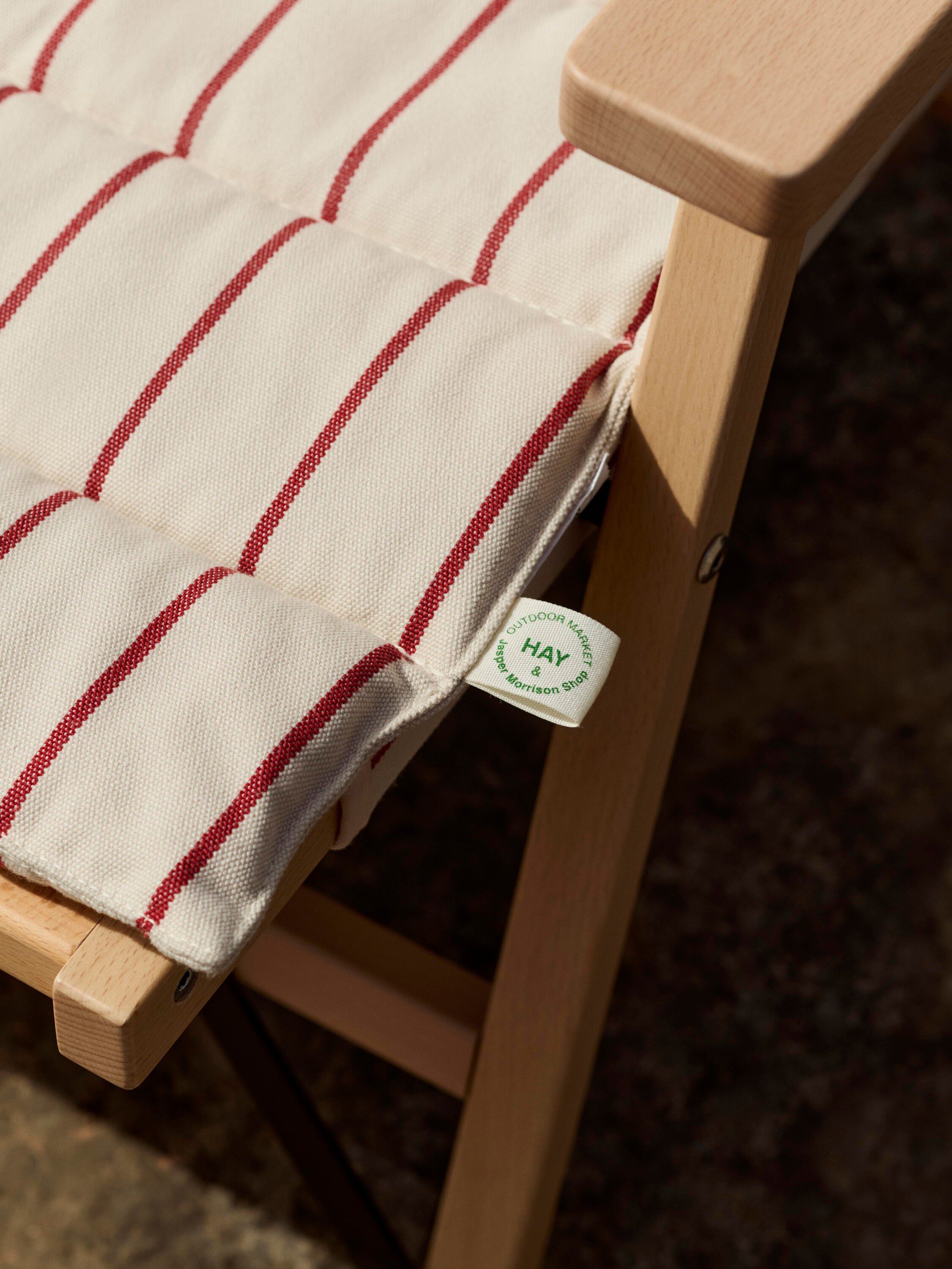 Outdoor Market Sofa Cushion - Beige with red stripe -