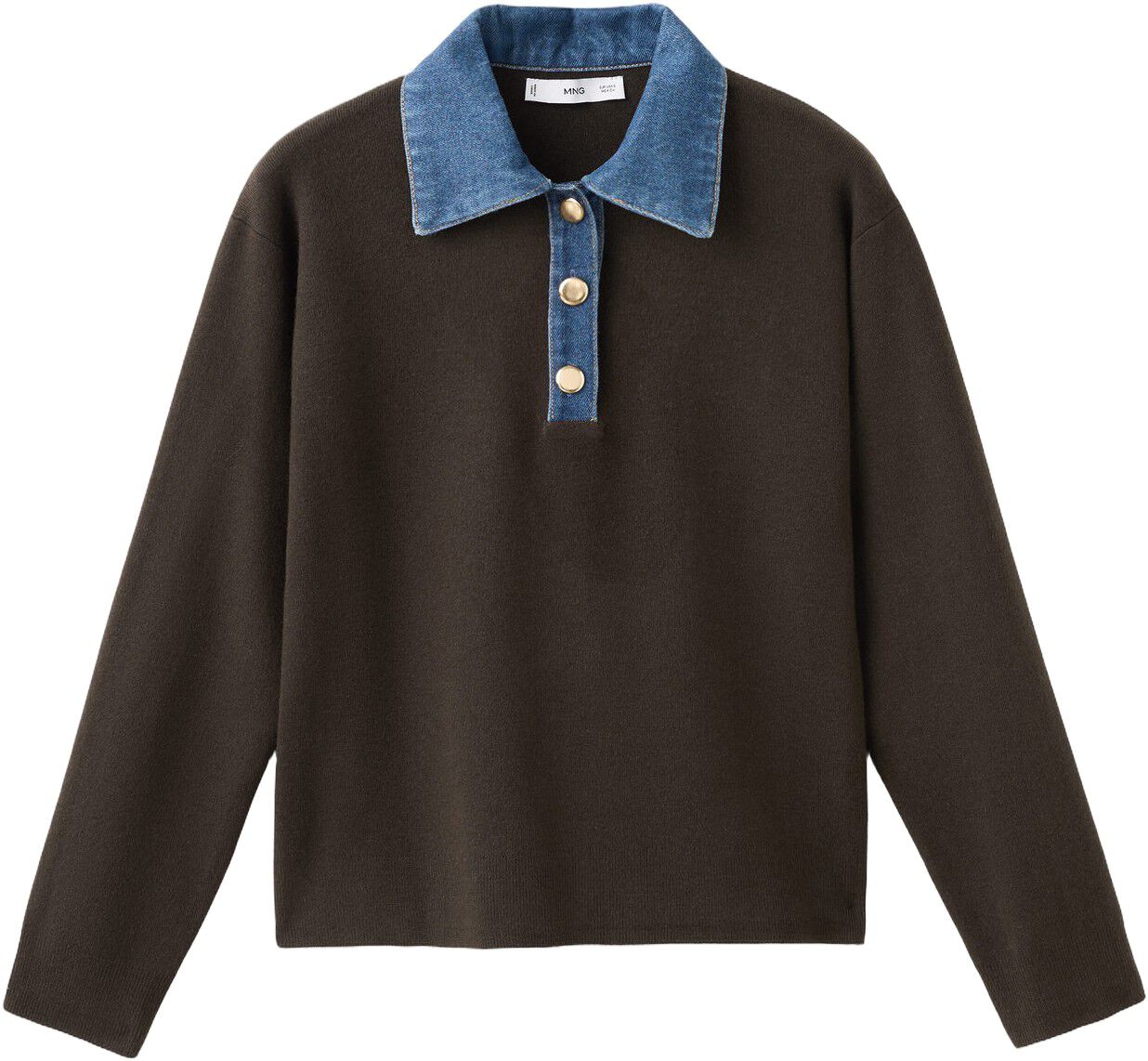 Combined shirt-collar sweater
