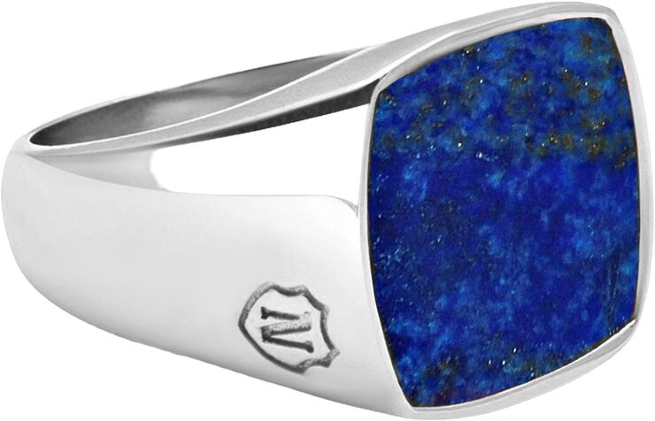 Men's Silver Signet Ring with Blue Lapis