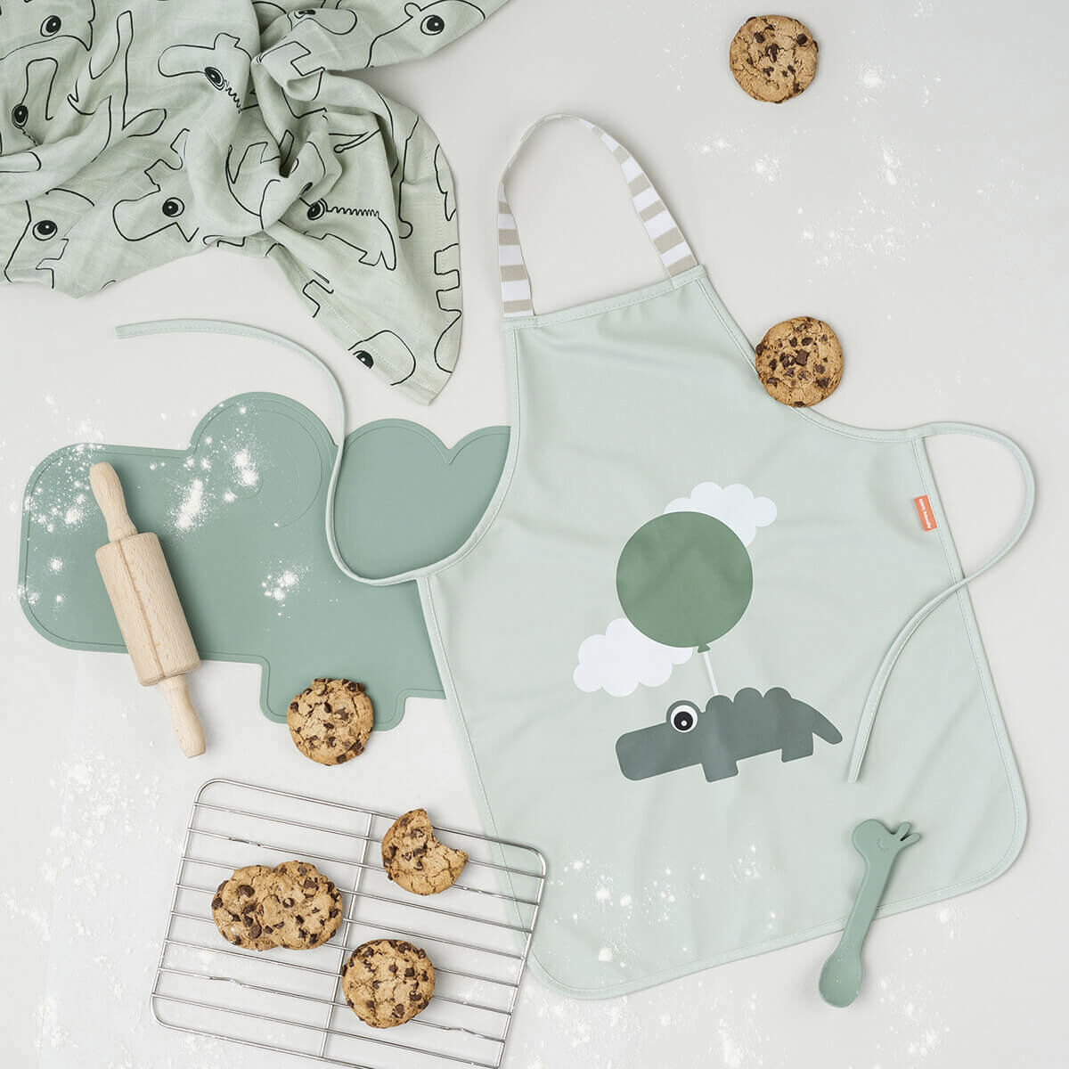 Vandt&aelig;t b&oslash;rneforkl&aelig;de Happy clouds Gr&oslash;n