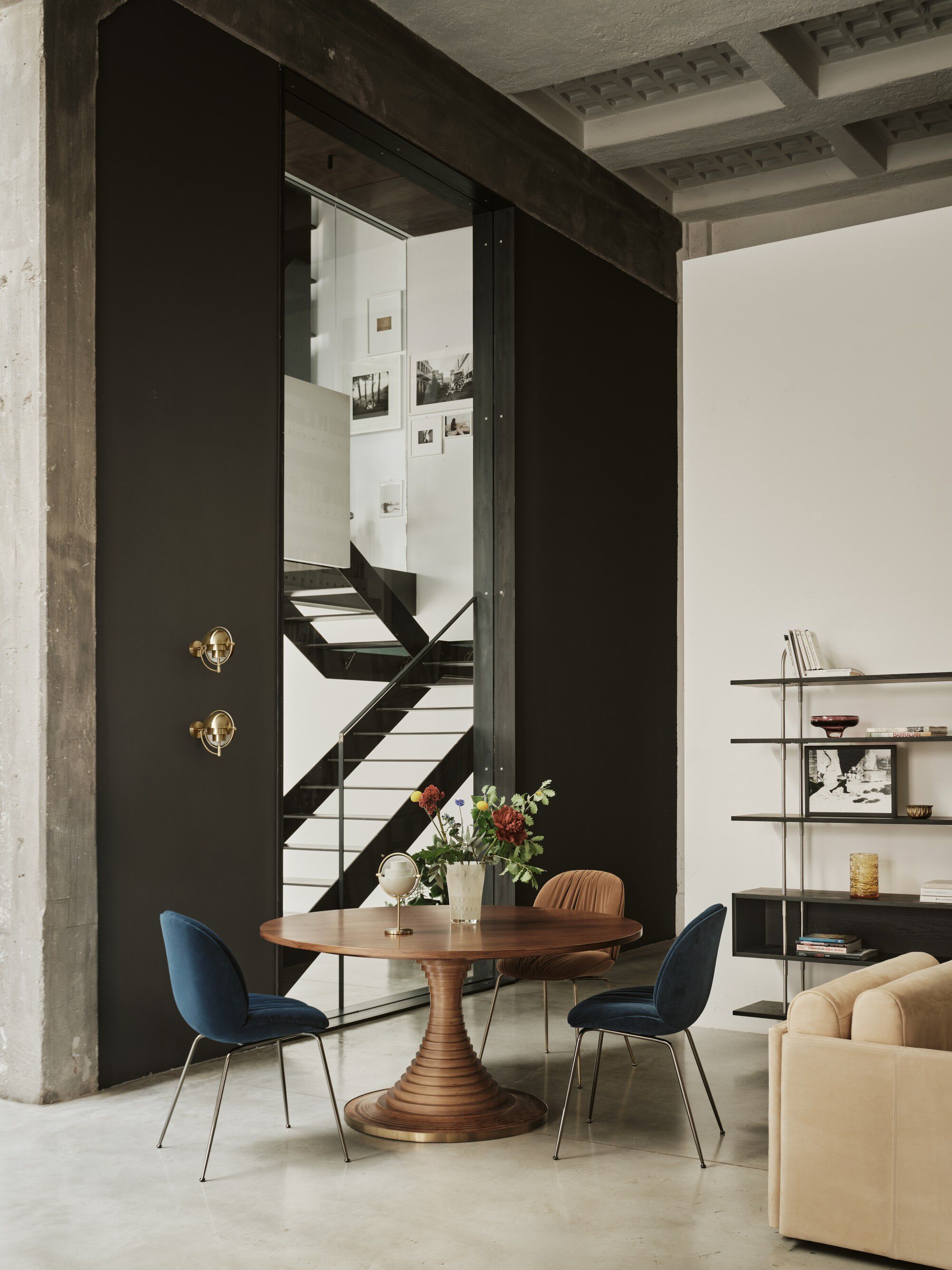 Multi-Lite Wall Lamp, EU (Base: Brass, Shade: Black Semi Matt)