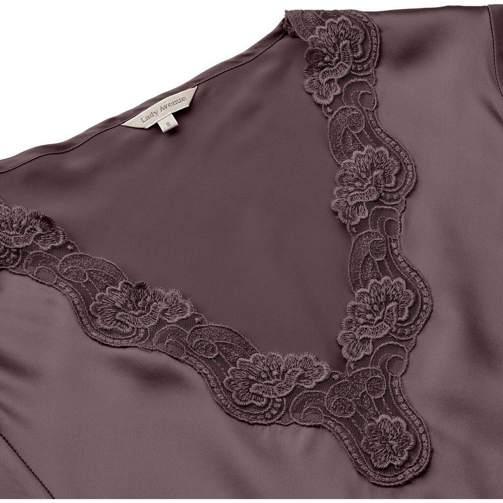 Pure Silk - Nightgown w. lace, short sleeve