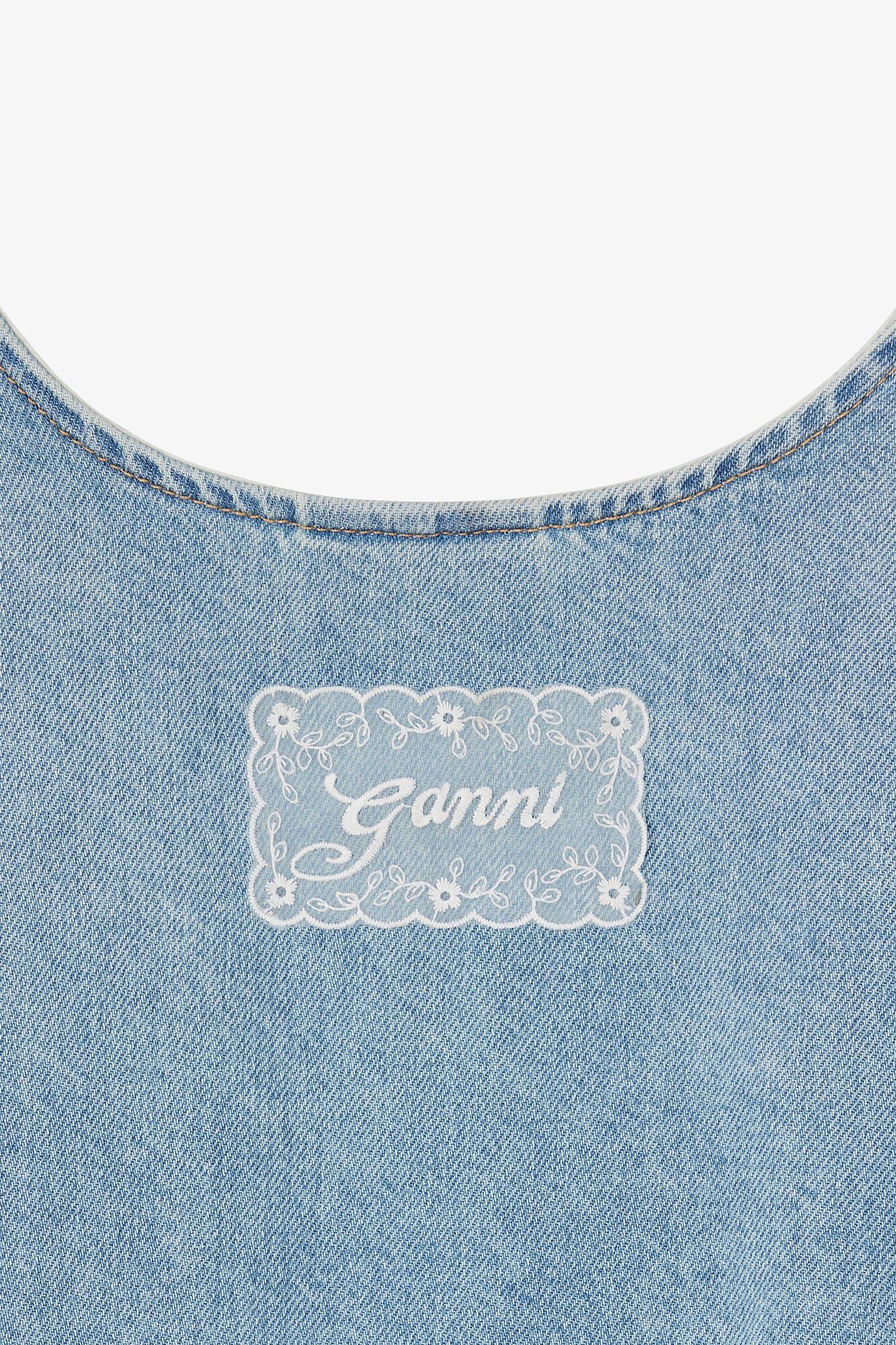 Lightweight Denim Frill Mini Dress