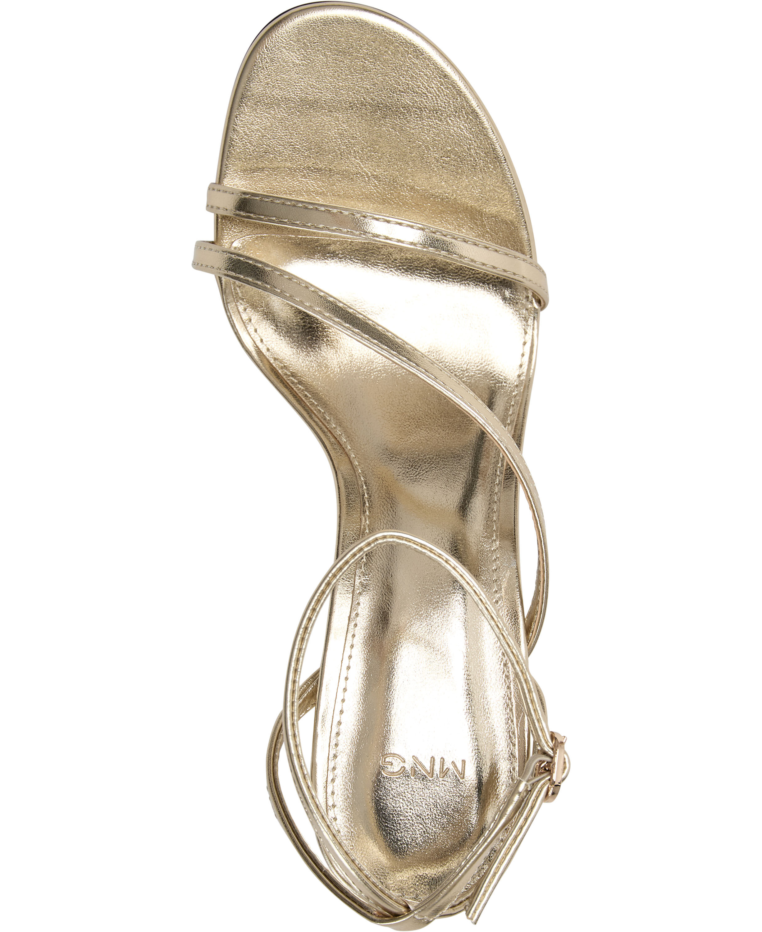 Heeled sandal with crossed straps