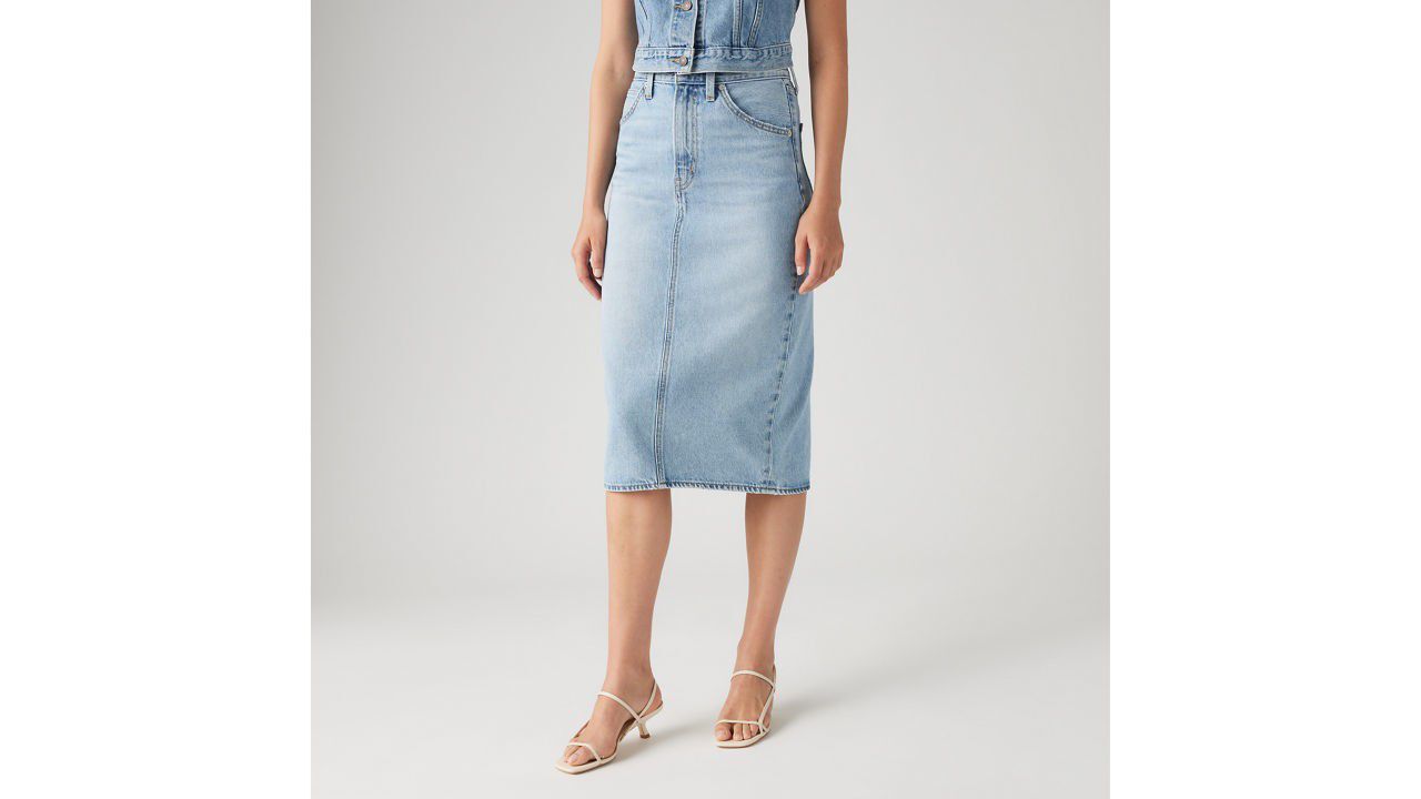 High Rise Back Slit Skirt