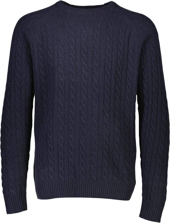 Lambswool raglan cable o-neck