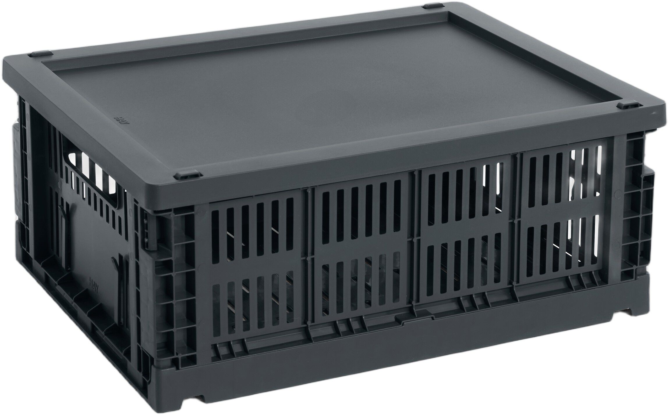 HAY Colour Crate Lid Plastic-Medium-Charcoal