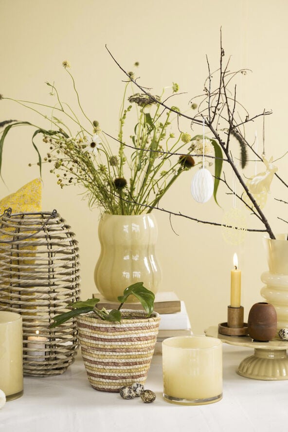 Lygte søgræs og metal m/glasindsats