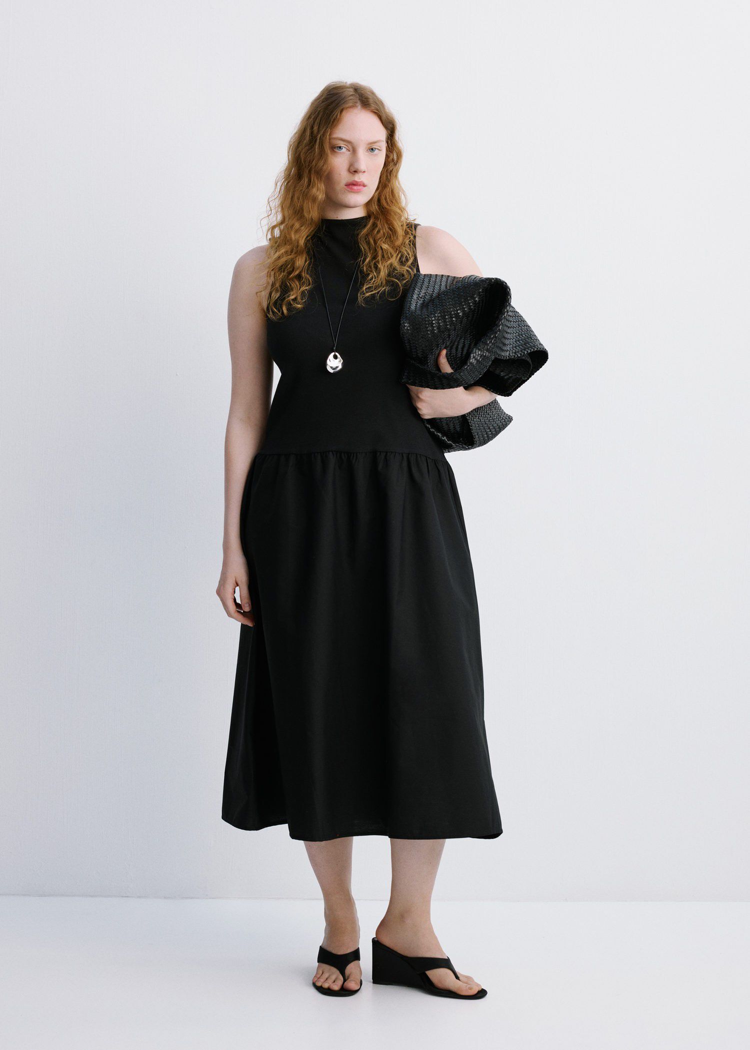 Contrast-bodice dress