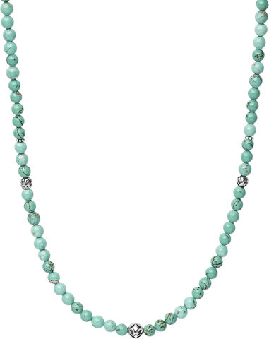 Men's Beaded Necklace With Turquoise and Silver