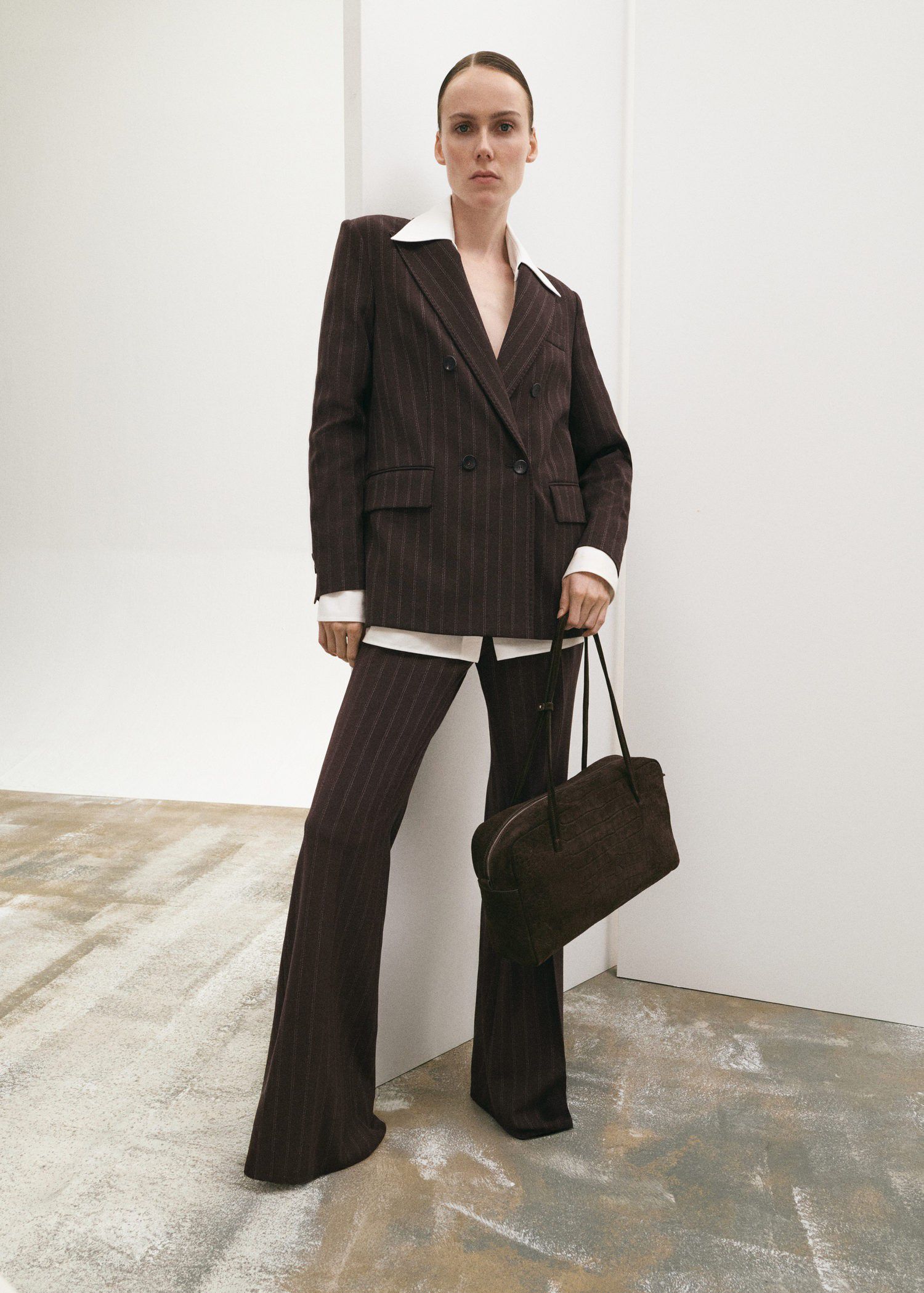 Pinstripe suit trousers