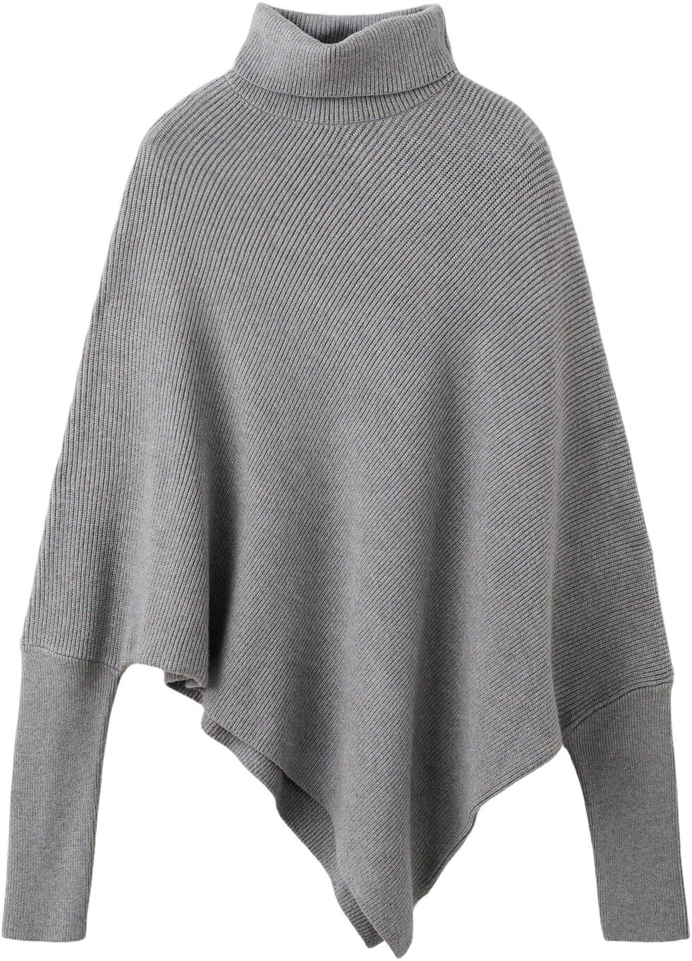 Sweater with asymmetrical roll neck