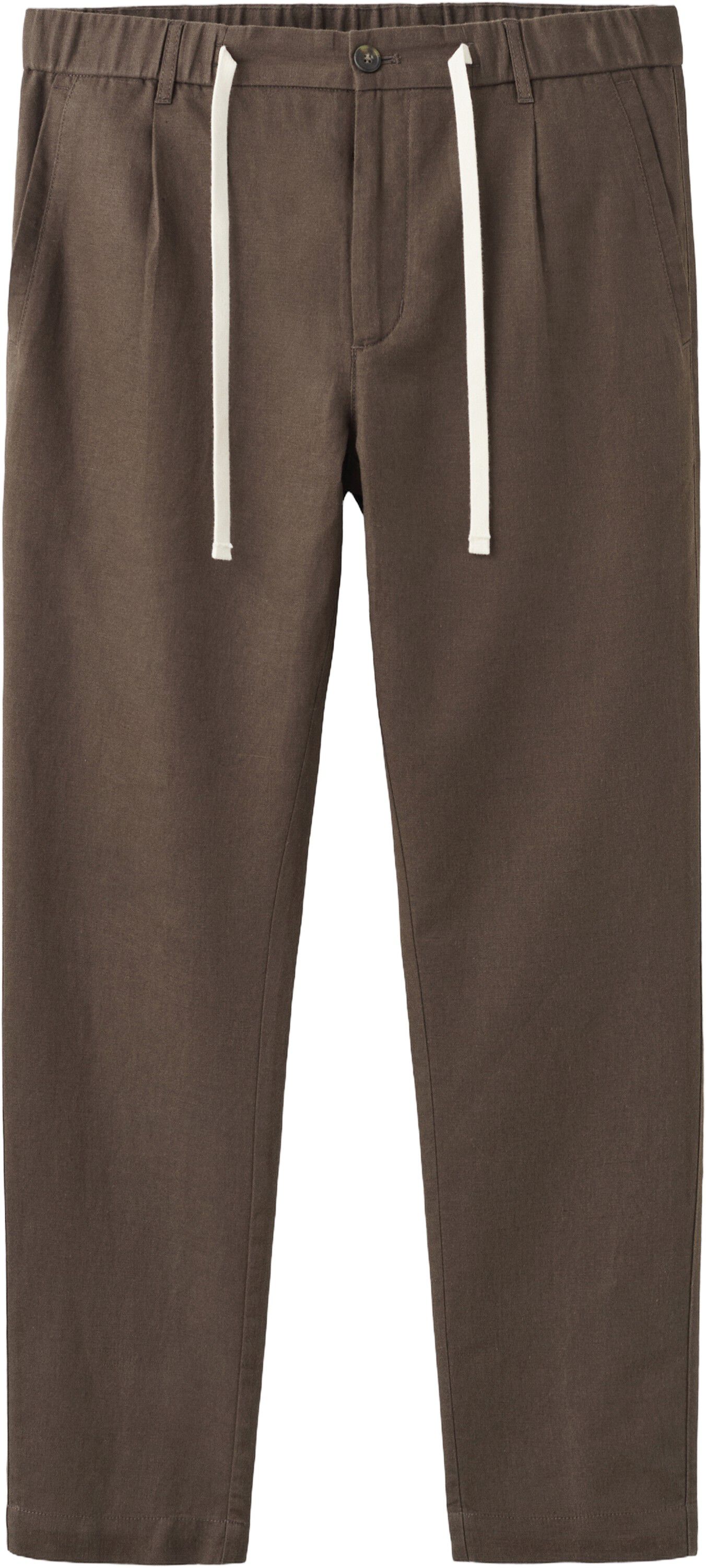 Slim fit cropped linen-cotton trous