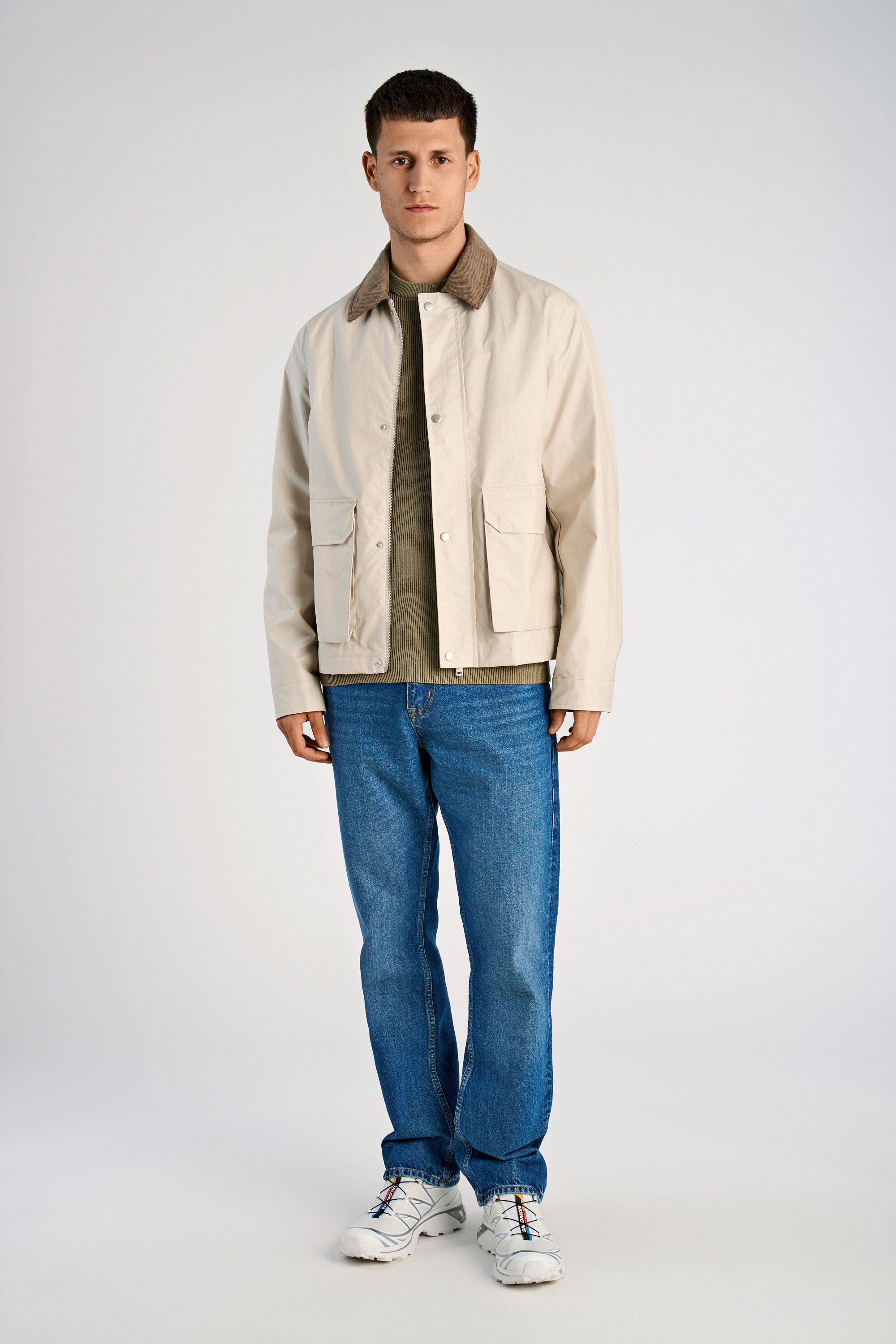 Field jacket w corduroy collar
