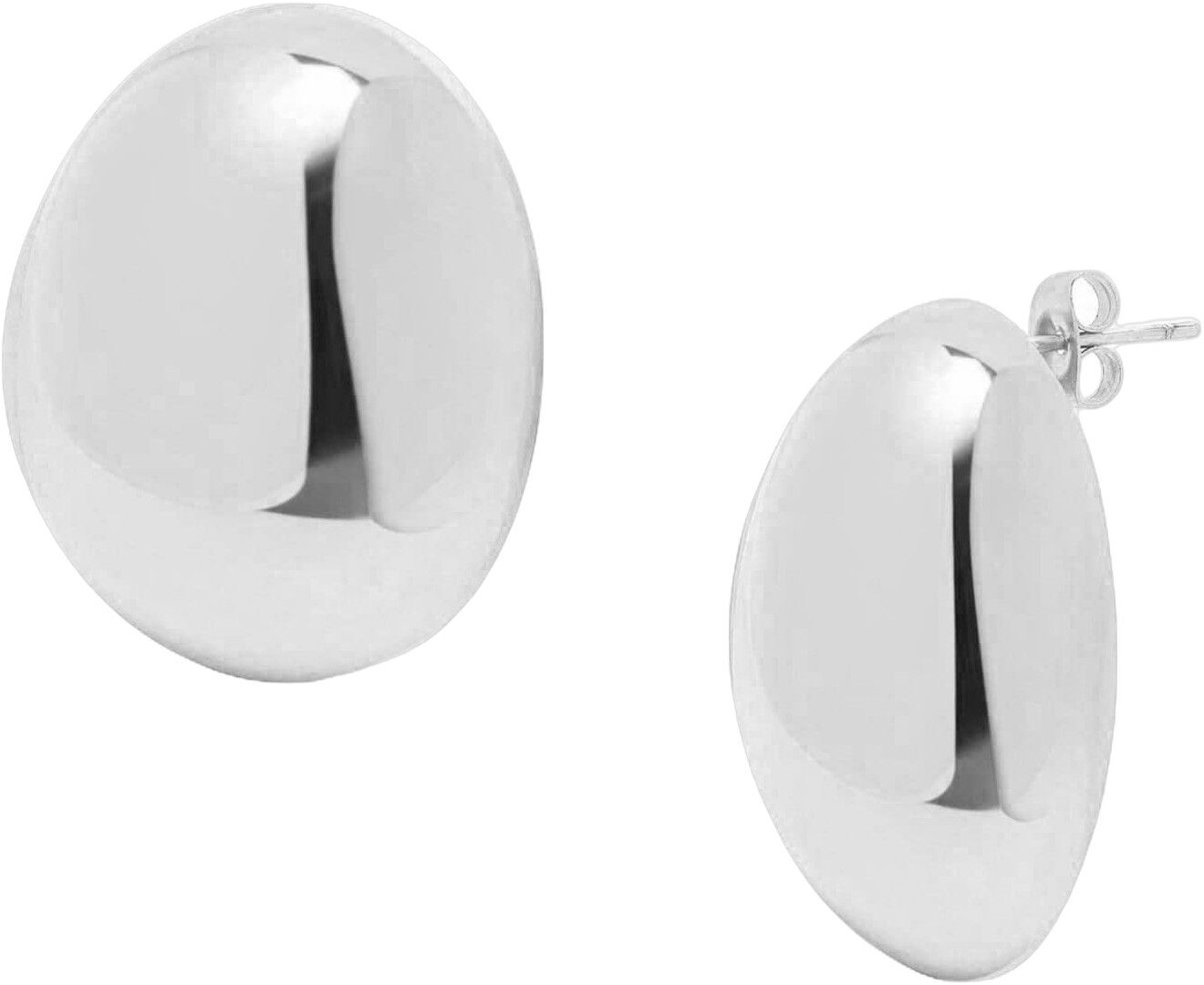 Women's Silver Oval Earrings
