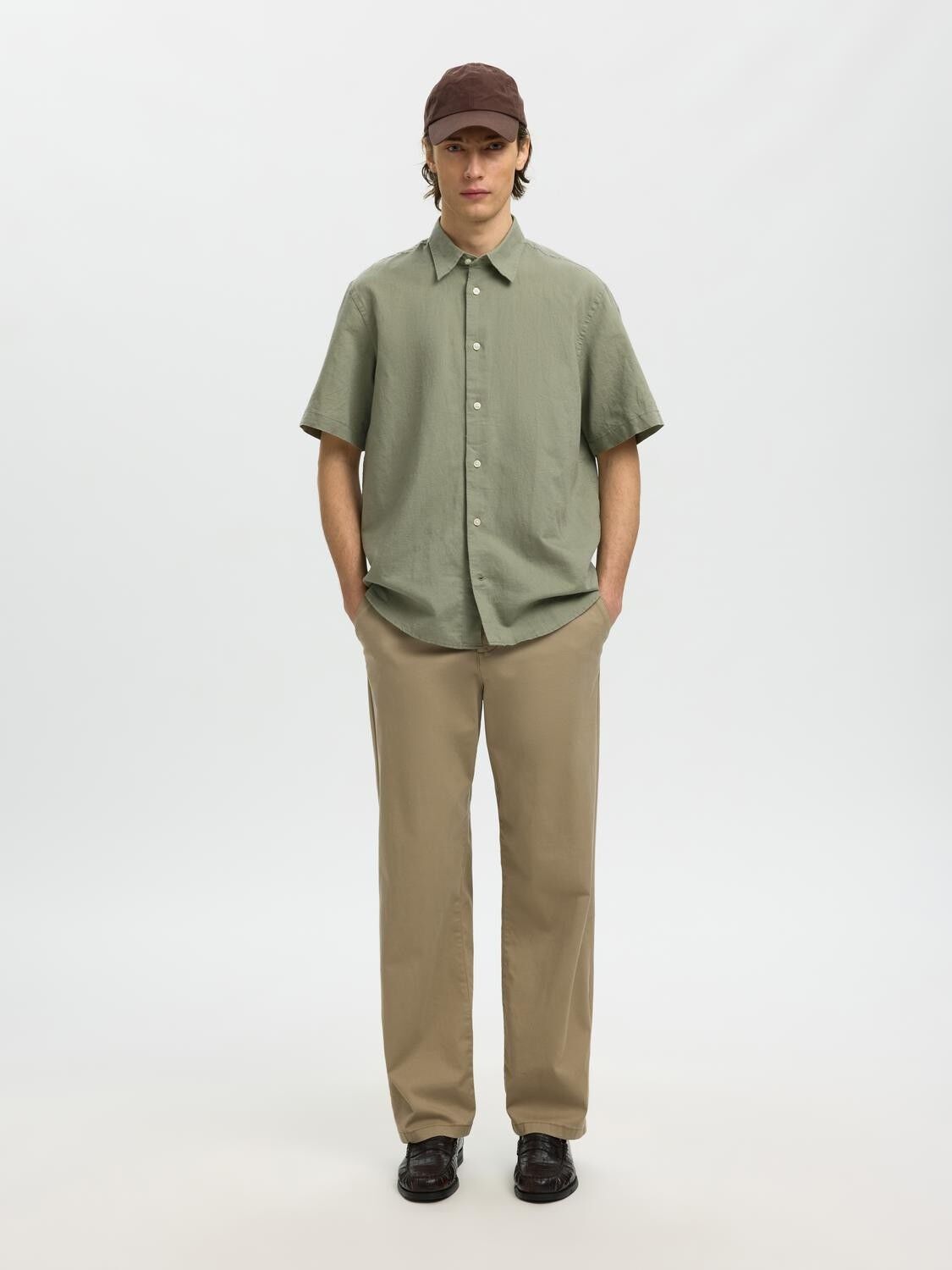 Slhregclay Linenblend Ss Shirt Cla Noos