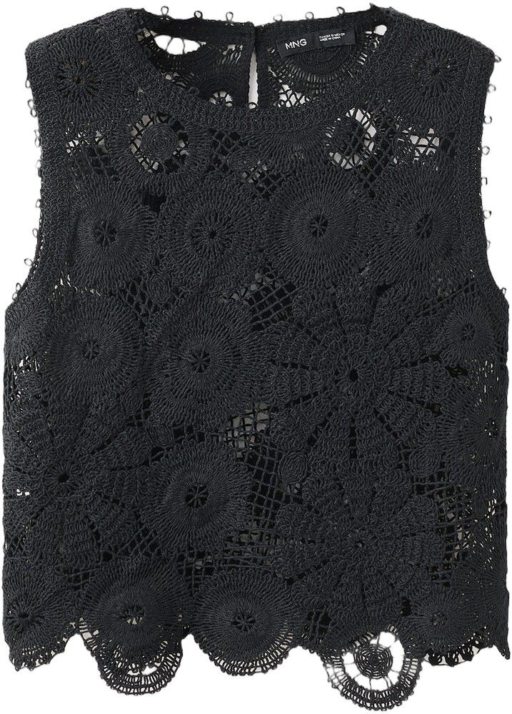 Embroidered top with openwork detai