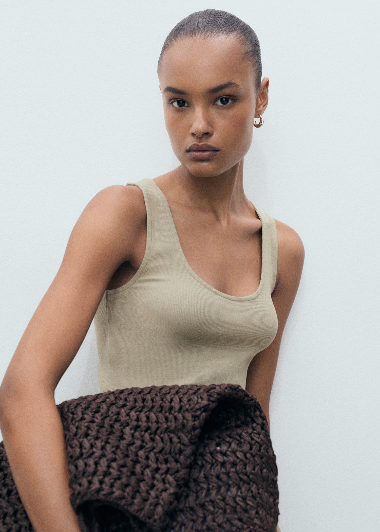 Flared dress in combined fabric