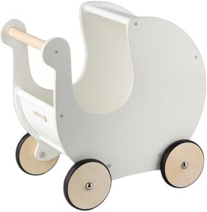 Dukkevogn i tr&aelig;, classic white