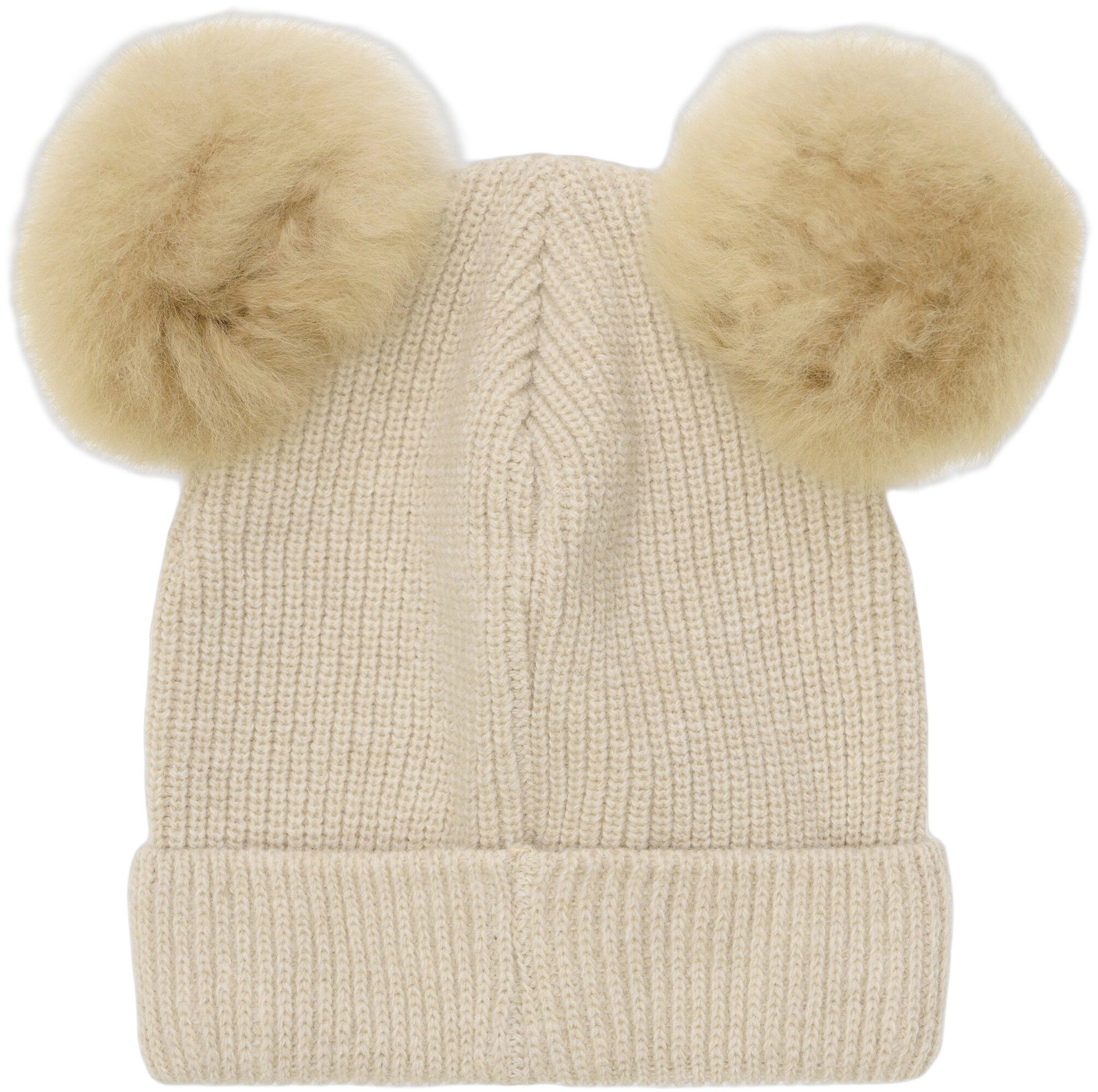 Hat Knit Alpaca Pompoms