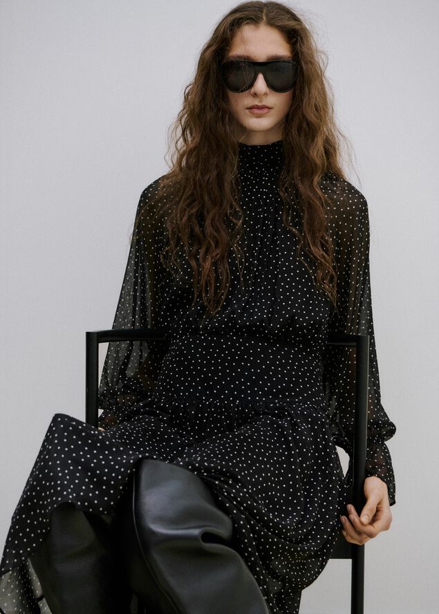 Gathered turtleneck dress