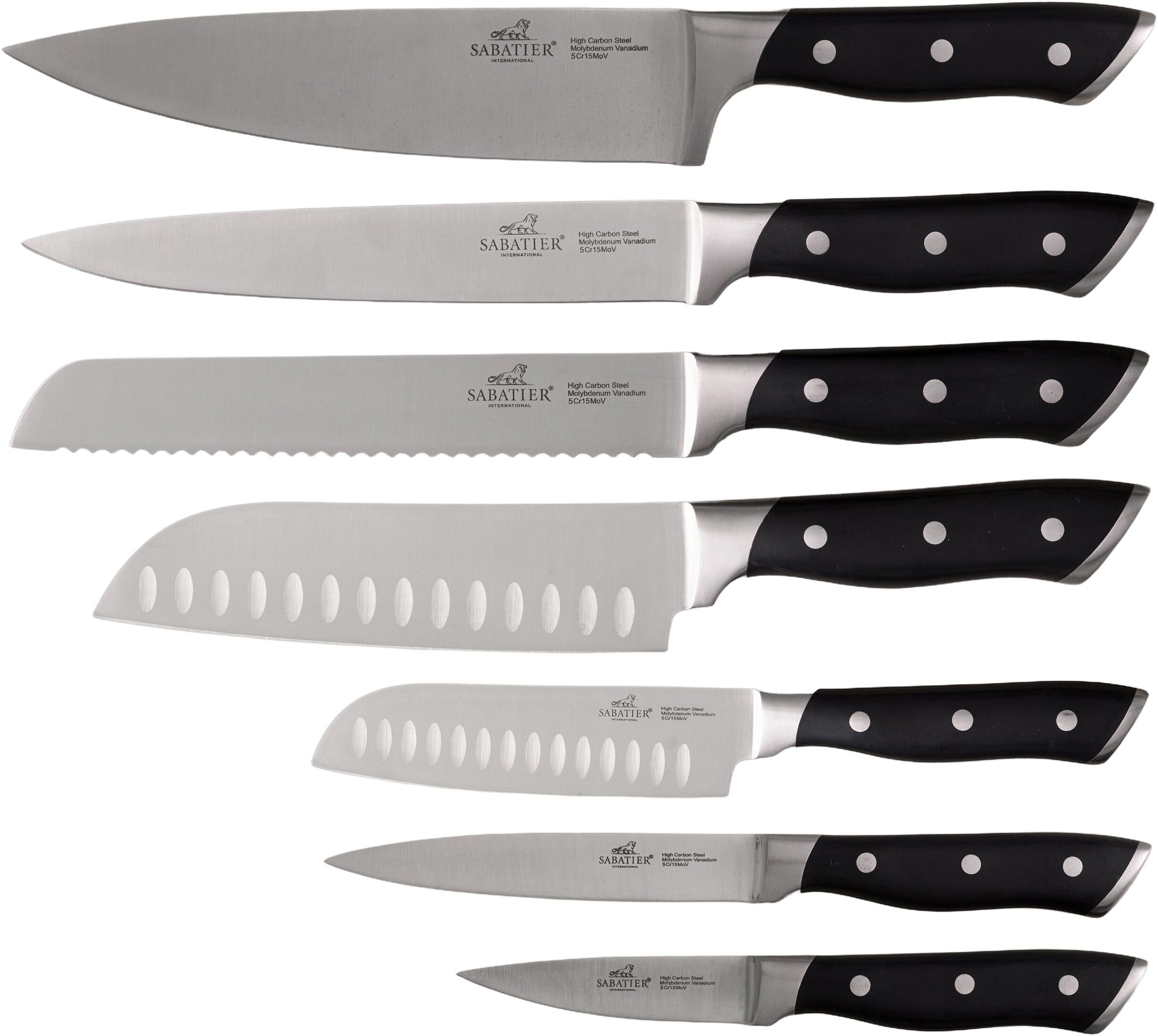 Knivset Hercules 7 delar St&aring;l/Svart ABS