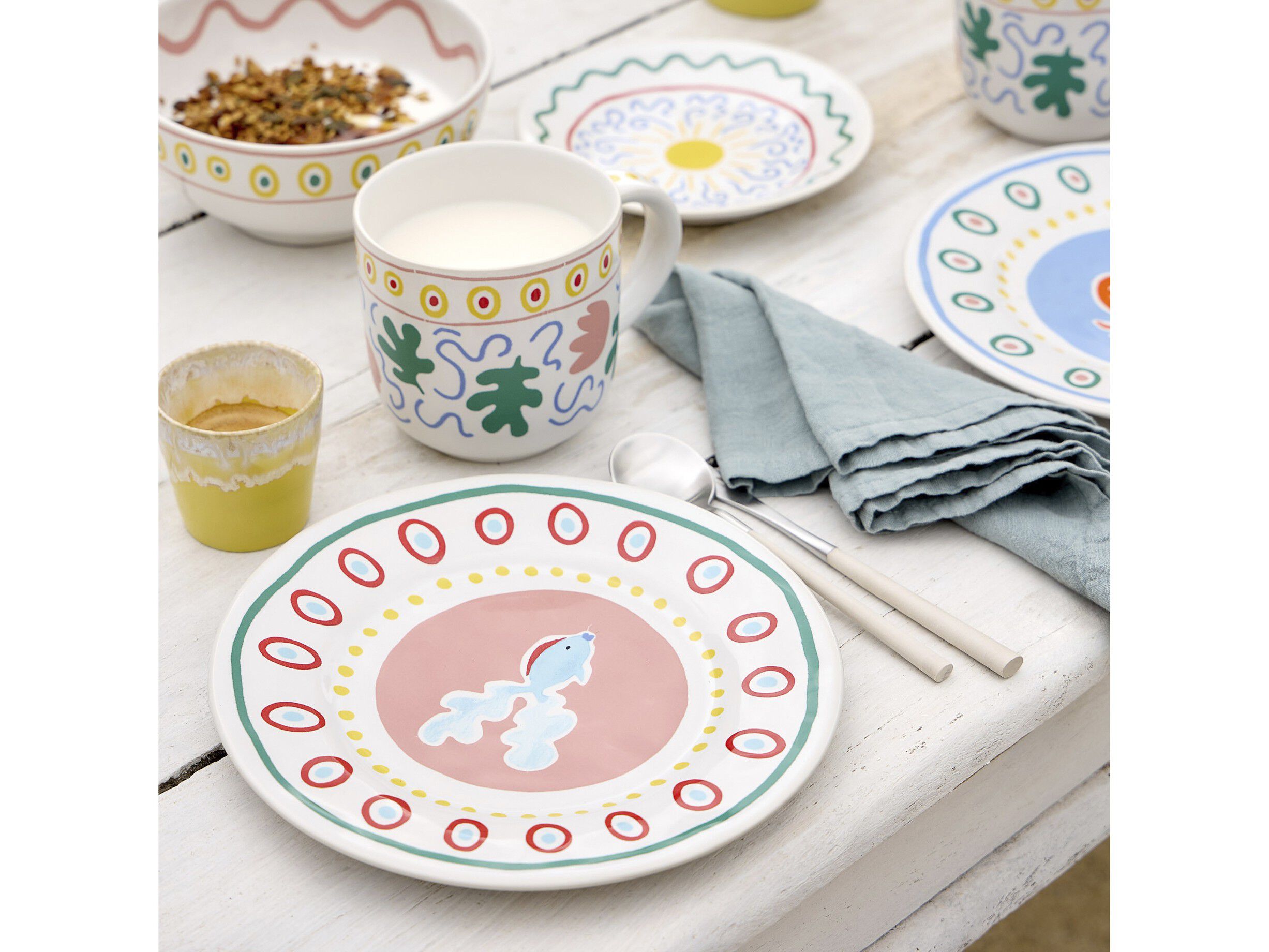 Tallrik flat Bliss 22 cm Rosa/Gul Keramik