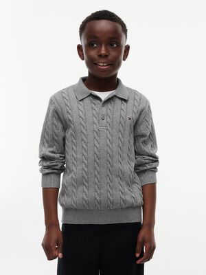 Cable Knit Polo Jumper