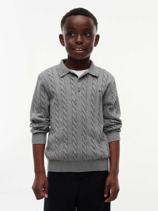 Cable Knit Polo Jumper