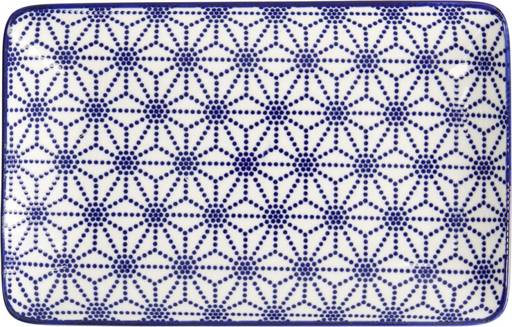Nippon Blå plade rektangel 21x13,5cm Stjerne