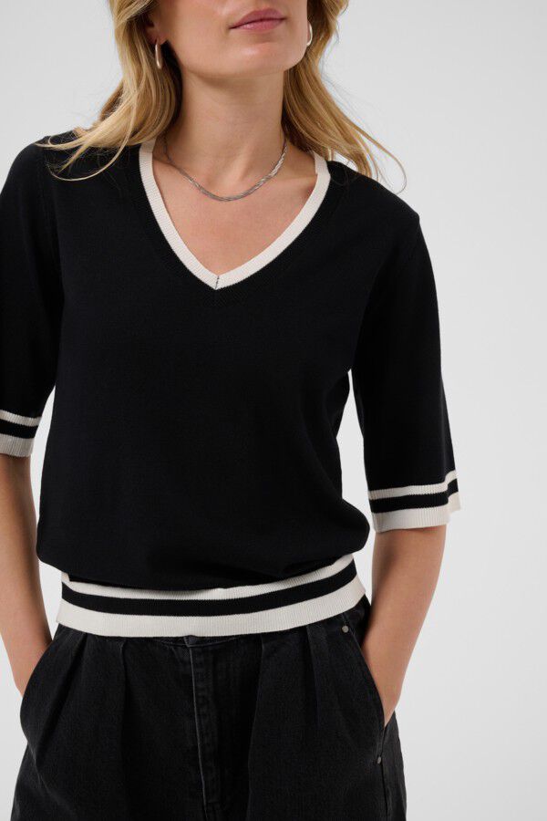 MilaSZ V-Neck SS Contast Pullover