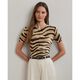 Print Linen-Cotton Short-Sleeve Sweater