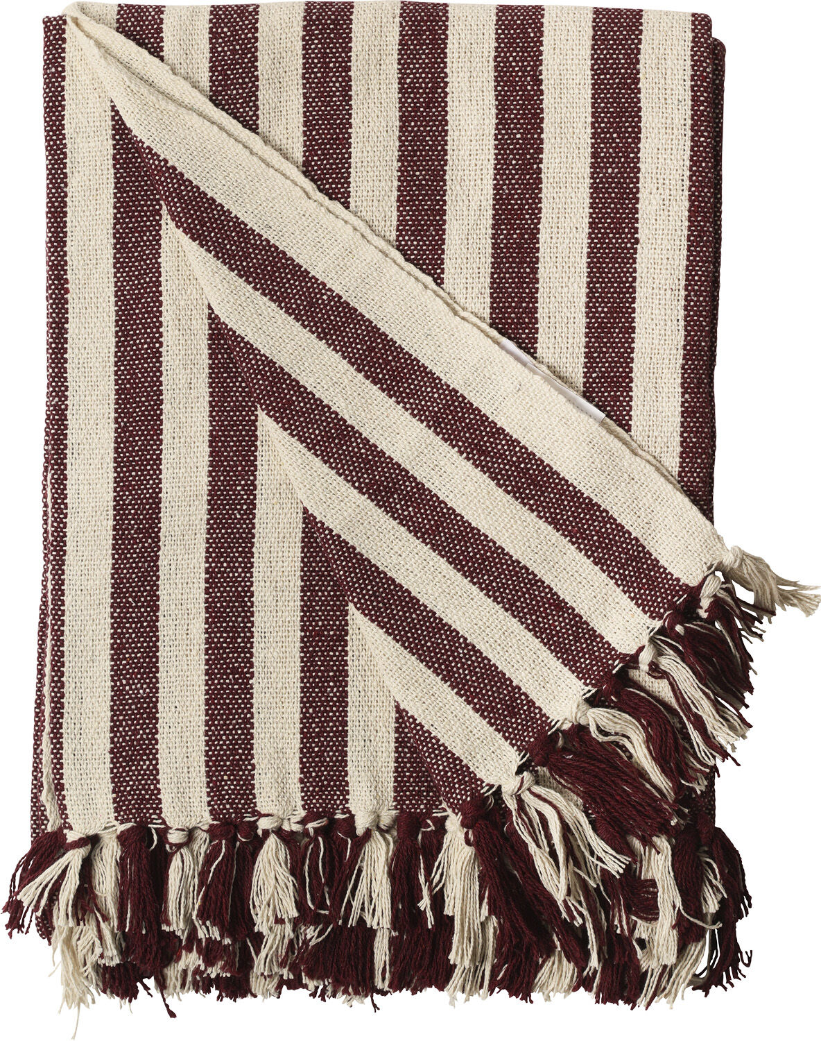 Plaid, Stribet-Maroon/Natur, 130x180 cm