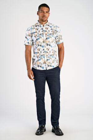 Printed cotton/linen shirt S/S