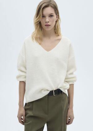 V-neck knit sweater