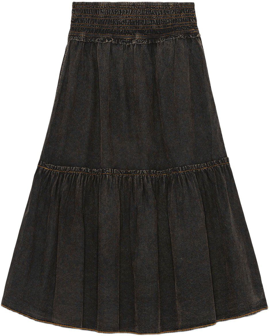 Garment Dyed Cotton Smock Maxi Skir