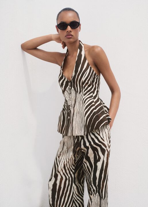 Zebra print linen pants