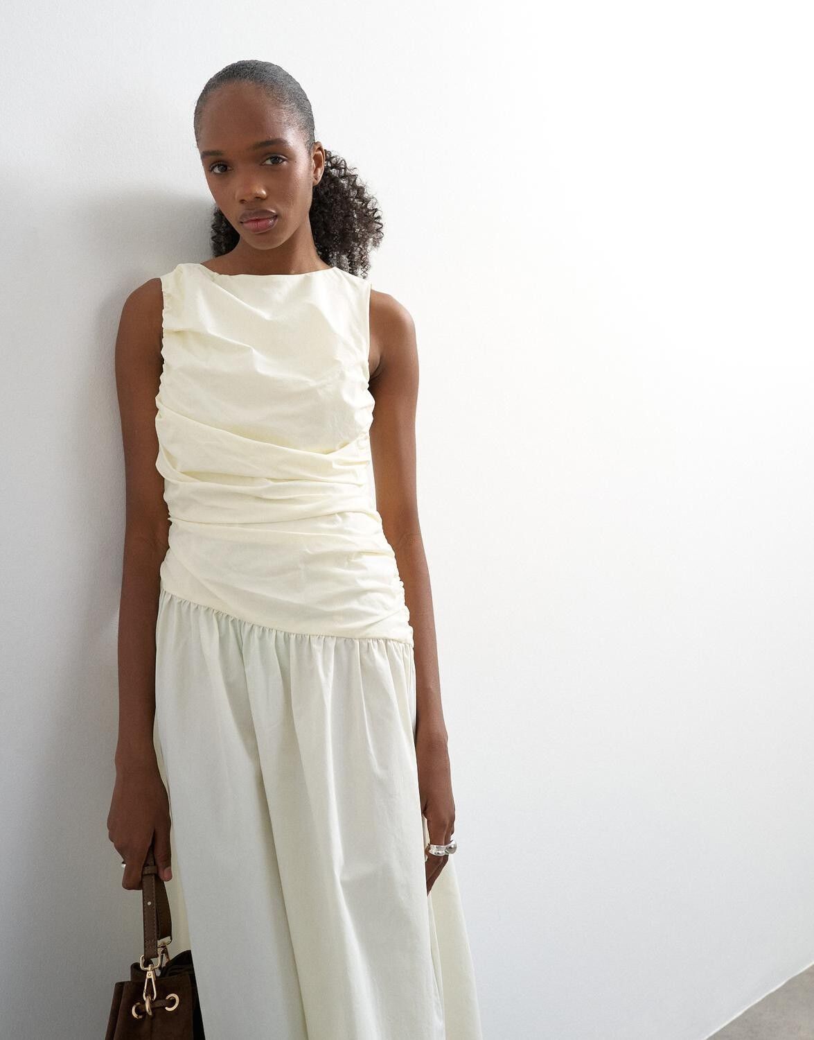 Tscaros Poplin Ruched Maxi Dress Wvn