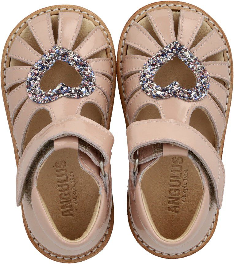 Hjertesandal med glitter og velcrolukning