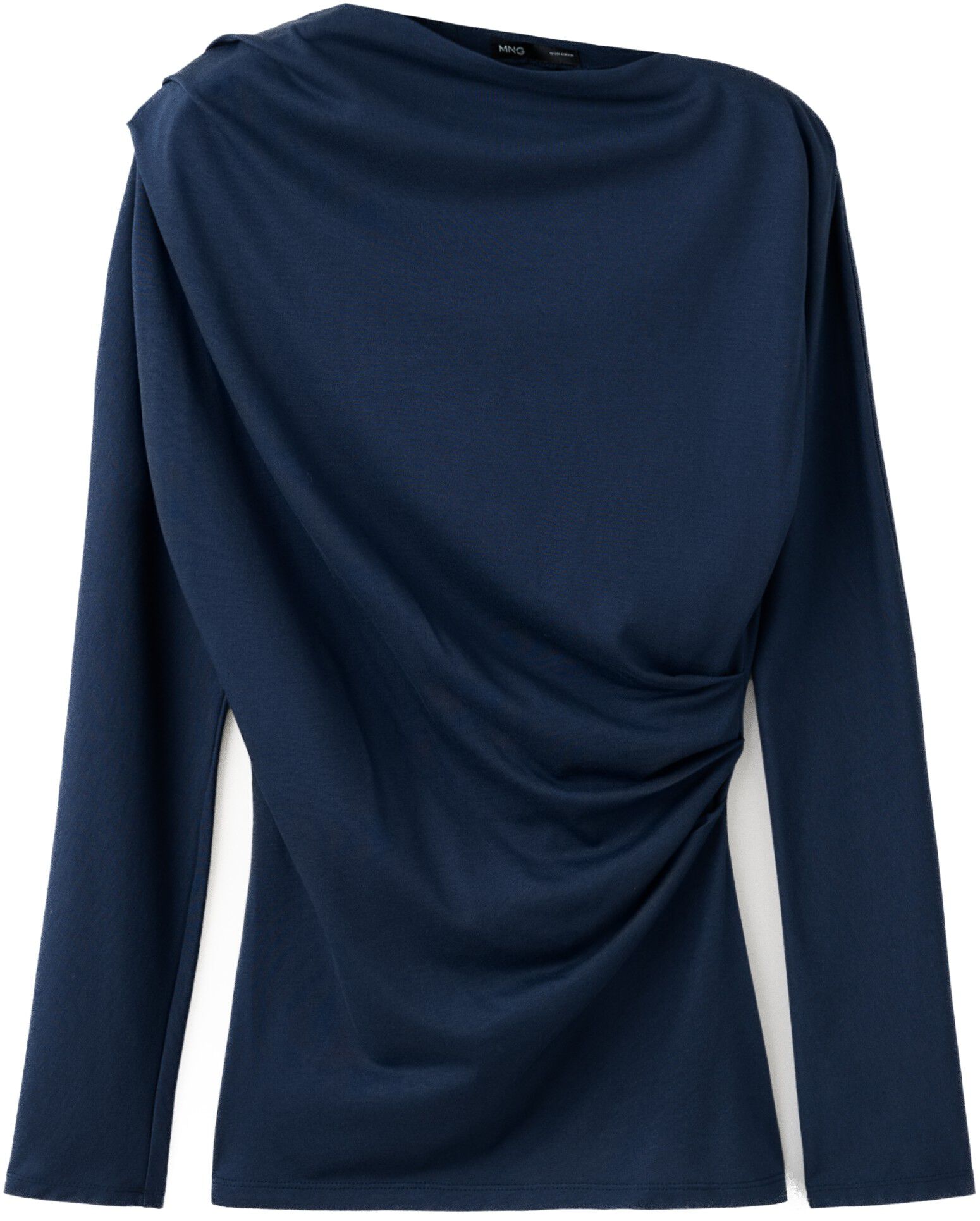 Boat neck T-shirt with draped detai