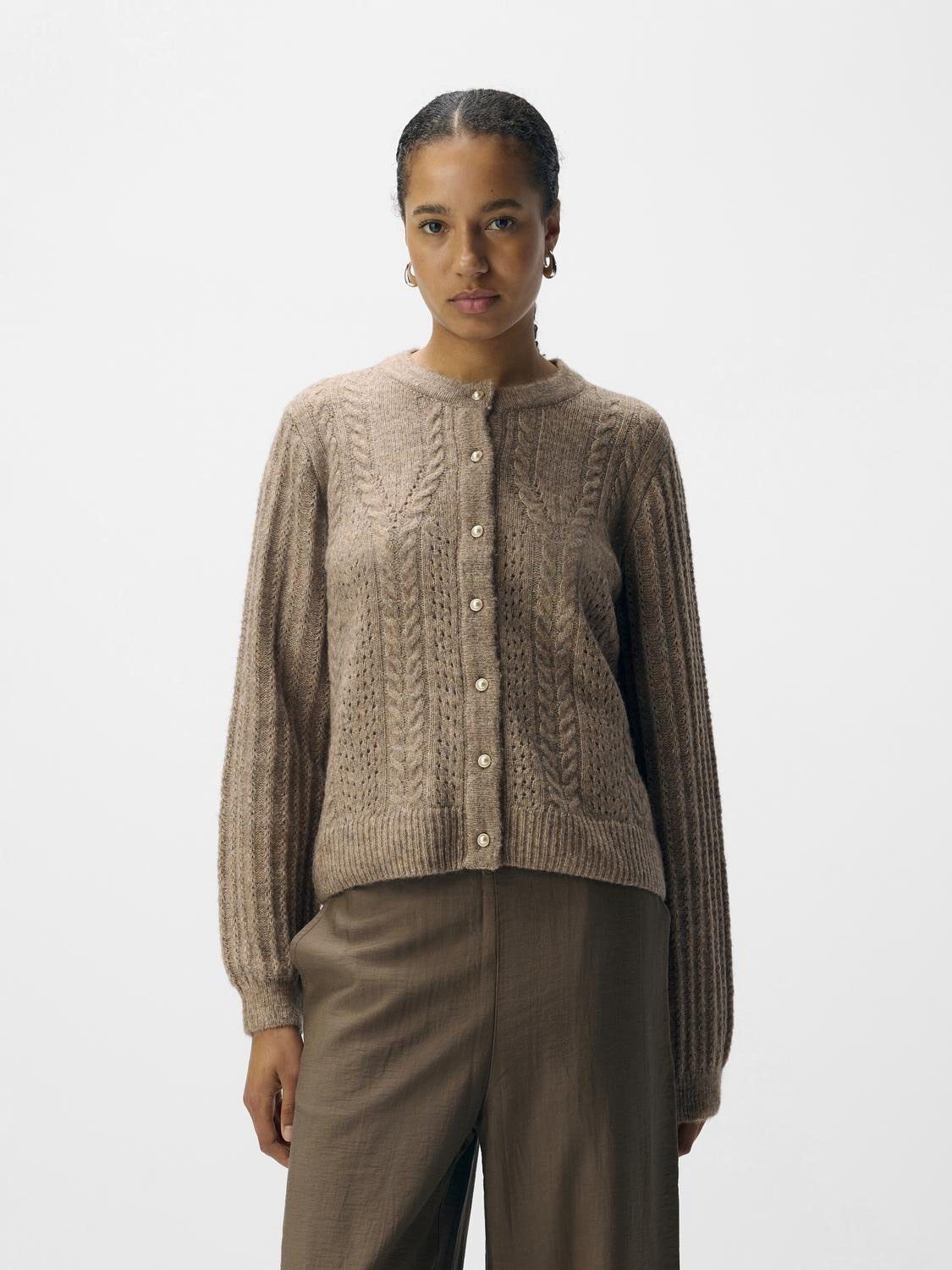 OBJFLORA RE LS KNIT BUTTON CARDIGAN