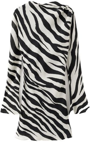 Zebra-print dress with flared sleev
