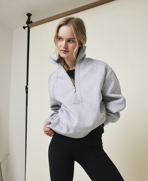Air Pullover med lynl&aring;s lukning - Grey Melange